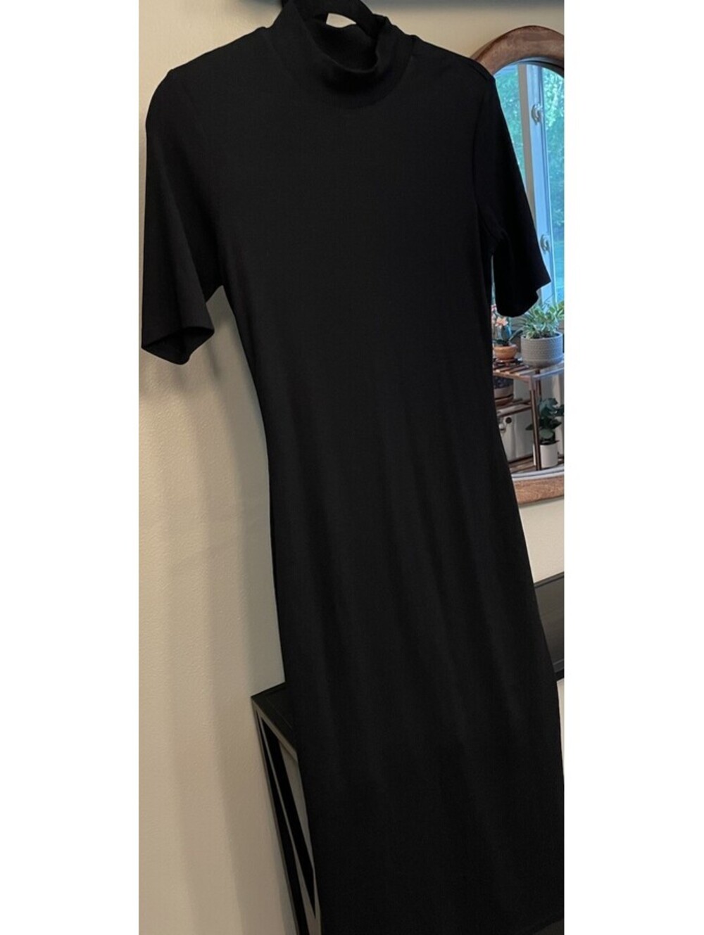 Marine Layer Lexi Mock Neck Short Sleeve Black Dress Size Medium
